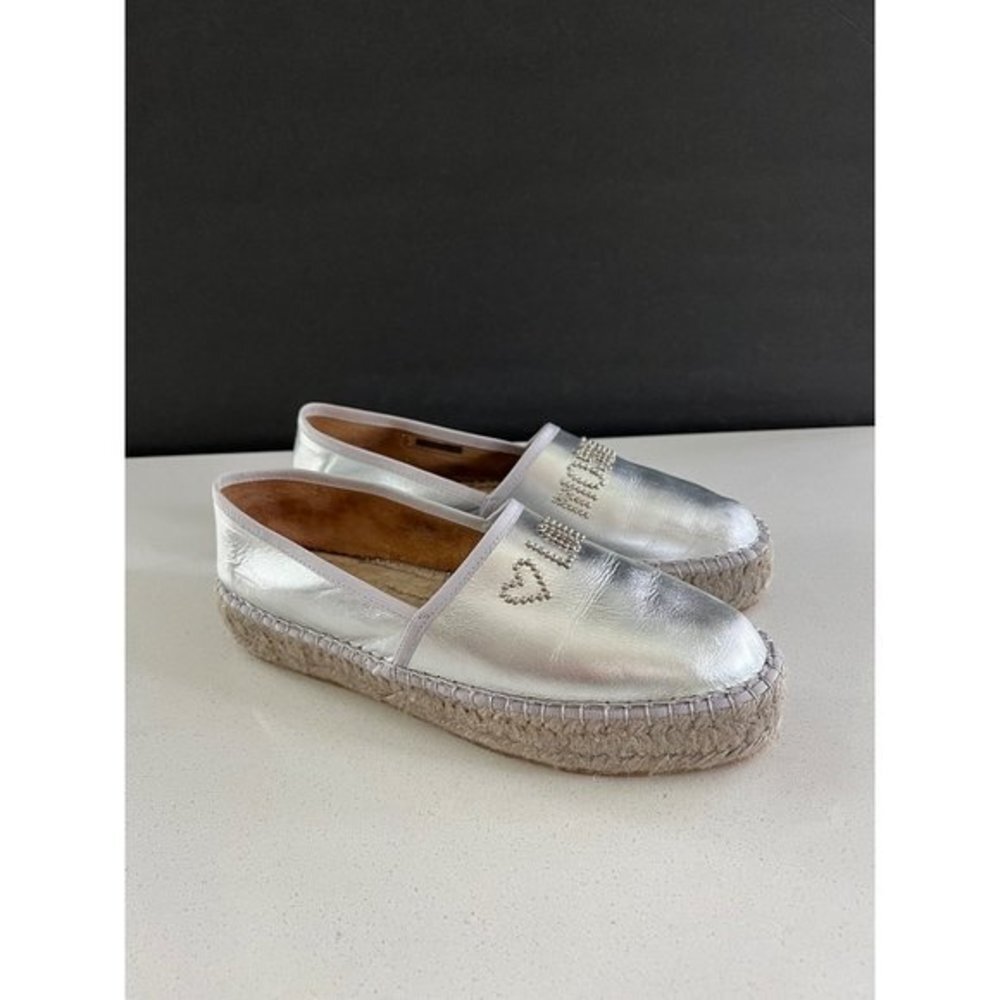 MOSCHINO LOVE MOSCHINO SILVER ESPADRILLES Size 40